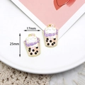 Schattige witte kat bubble tea emaille bedel voor DIY-sieraden, maat 17mm x 25mm - Melk Thee Kat (CZ018207)