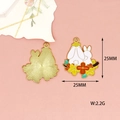 Cute bunny enamel charm with colorful flowers for DIY jewelry making, 25mm size - Floral Bunny (6)