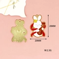 Cute cartoon rabbit playing pipa enamel charm pendant for DIY jewelry with size marks - Lute-Playing Bunny (11)