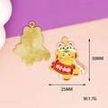 Detailed enamel horse pendant with lion dance costume showing 30x25mm dimensions. - Year of Horse Auspicious (Y-172)