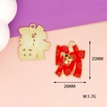 Detailed macro view of red and gold zodiac horse charms with size and weight markings. - Wealthy Horse (Y-172)