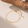 Minimalist gold heart bracelet in stainless steel with cross chain and lobster clasp - Heart Charm Anklet (B5068) / Gold