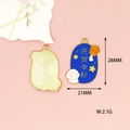 Mid-Autumn Festival rabbit charm pendant with blue enamel and clear size markers - Celebrating Mid-Autumn (2)