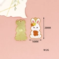 Enamel bunny DIY charm for jewelry making, 28mm rabbit pendant, white and gold finish - Mooncake Bunny (8)