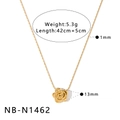 Detalle del collar con colgante de rosa dorada con medidas de peso y longitud - Estilo Rosa 3D (NB-N1462) / Chapado en oro 18K / Dorado