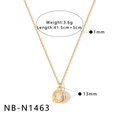 Detalle del collar con colgante de flor de circonita dorada con dimensiones - Estilo Flor Redonda Circonia (NB-N1463) / Chapado en oro 18K / Dorado