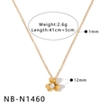 Elegante collar de flores chapado en oro de 18k con piedra de circonita y medidas detalladas - Estilo Flor de Tres Pétalos (NB-N1460) / Chapado en oro 18K / Dorado