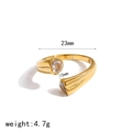 Detailed view of the gold-plated stainless steel ring showing its 23mm width and 4.7g weight - Double-Ended Heart Teardrop Inlaid Style (TR4554)