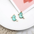 Cute ghost charm in mint green enamel with golden alloy for Halloween DIY jewelry making - Ghost / 10 Pieces Pack / Blue
