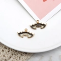 Halloween bat charm in gold-toned alloy with dark glittery enamel for DIY projects - Bat / 10 Pieces Pack / Black