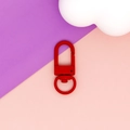 Detail close-up of a red matte painted U-shaped swivel lobster clasp for DIY jewelry accessories - Red