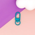 Detailed view of a turquoise U-shaped swivel lobster clasp for DIY accessories - Blue