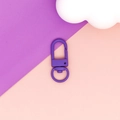 Close-up of a matte purple U-shaped swivel lobster clasp for DIY keychain accessories - Purple