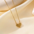Elegant gold bead heart pendant necklace on minimalist chain for women - Beaded Heart Necklace / Gold