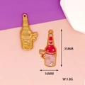 Detailed dimensions of heart and star pattern enamel bottle charms for DIY jewelry - Bottle (4) / Pink