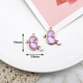Small purple ghost alloy charms for DIY jewelry making with gold borders, 19mm x 19mm - Ghost / 10 Pieces Pack / Purple