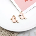 Cute pink enamel ghost charm with gold alloy border for Halloween DIY jewelry making - Ghost / 10 Pieces Pack / Pink