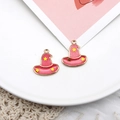 Pink witch hat alloy charms with yellow stars for DIY Halloween jewelry making projects - Witch Hat / 10 Pieces Pack / Pink