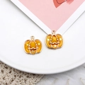 Set of two orange enamel pumpkin charms with gold alloy finish for Halloween DIY jewelry - Pumpkin / 10 Pieces Pack / Orange