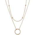 Dubbellaagse 18K vergulde roestvrijstalen ketting met kralenketting en ronde hanger - Dubbellaagse Ring Stijl / Goud (H152)