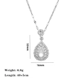 Detailed view of emerald drop pendant with 32mm by 16mm dimensions and silver chain - White Zircon Teardrop (Silver) (9206)