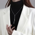 Collana a Y minimalista in acciaio inossidabile con doppi pendenti a triangolo - Collana con Nappine a Triangolo-Colore Acciaio(QYH6190)