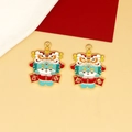 Close-up detail of traditional Chinese lion dance enamel charms for DIY jewelry making - Lucky Dragon Style / 10 Pieces Pack