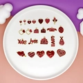 Detailed collection of assorted red heart-shaped Valentine's Day alloy enamel charms on a plate. - Single Style Bulk (L-037) / Single Model