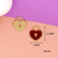 Detailed view of heart-shaped lock pendants with size and weight annotations for DIY jewelry making - Heart Lock (L-037) / Red