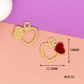 Detail of red glitter enamel heart charm for DIY jewelry making, size 18mm x 17.5mm - Red Hollow Heart (L-037) / Red