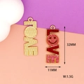 Detailed macro view showing the red glitter LOVE alloy charm with 32x11mm dimensions - Smiley LOVE (L-037) / Red
