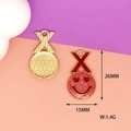 Detailed view of red glittery heart-eye smiley face alloy charms for DIY jewelry making. - Smiley XO (L-037) / Red