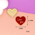 Detail view of red glitter heart charm with Love you text and 23mm dimension scale - Heart LOVE you (L-037) / Red