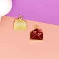 Red glitter heart envelope enamel alloy charms for Valentine's DIY jewelry making - Red Envelope (L-037) / Red