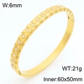 Bracciale rigido in acciaio inossidabile placcato oro 18K con strass e trama - Stile Piatto Liscio con Strass (KB211029-KSZ) / Oro