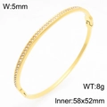 Elegante bracciale rigido in acciaio inossidabile dorato con strass, 5 mm largo - Stile Pavé di Strass a Filo Singolo (KB211045-KSZ) / Oro