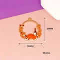 Close-up detail of a Thanksgiving themed turkey enamel pendant with 30mm dimensions - Wine Turkey Wreath