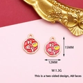 Detail showing 15mm Chinese style red enamel alloy charm with 'Good Luck' text engraving - Good Things Are Coming
