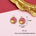 Detail view of double-sided lucky peach charm with 15x12mm size and 1.3g weight - Auspicious