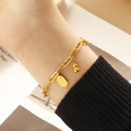 Double-layered gold gourd bracelet with Ruyi charm in minimalist New Chinese style - Lucky Gourd Gold