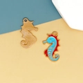 Dekorative DIY Seepferdchen-Emaille-Anhänger aus Legierung für handgefertigten Schmuck - Blaues Seepferdchen