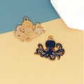 Dunkelblauer Oktopus-Anhänger aus Emaille mit Goldfinish für DIY-Schmuckherstellung - Schwarzer Oktopus