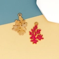 Marine Korallen-Anhänger aus Legierung in Gold und Rosa Emaille für DIY-Schmuck - Rote Koralle