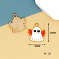 Detailed view of white ghost alloy charm with red wings and size dimensions - Ghost (11)
