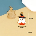 Detailed macro view of a Halloween ghost enamel charm showing 26mm x 17mm size and weight - Pumpkin Ghost (12)