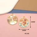 Detailed view of Chinese style koi fish and wave round charms with dimensions 30x26mm - Koi Fish (XX-020) / 10 Pieces Pack