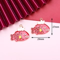 Ciondolo smaltato pesce rosso e gatto bianco con dimensioni di 27mm e 29mm - S1 / Confezione da 10 / 3# Gatto della Fortuna Koi