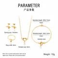 Parure de bijoux dorée avec nœud, collier, bracelet, boucles d'oreilles, bague - Taille de Bague 6 / Style Doré (KS225027-Z)