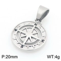Silver stainless steel compass pendant for men in retro punk style jewelry necklace - Pendant Only (Without Chain) (KP117697-LU) / Silver
