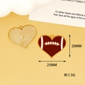 Ciondoli a cuore tema football, accessori in smalto 25x20mm per gioielli fai da te - Heart Rugby Style